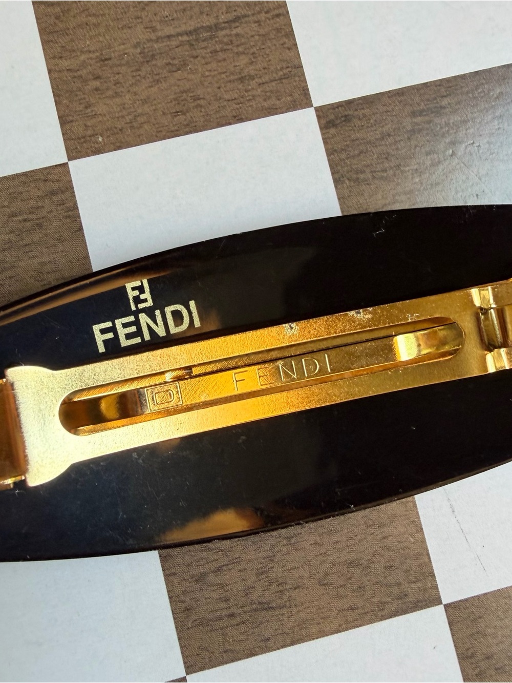 Fendi 90s Zucca Black Acrylic Hair Barrette Clip 3” - Picture 5 of 7
